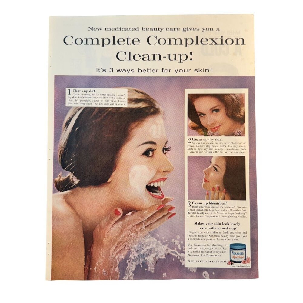 Vintage 1961 Noxzema Skin Cream Blemishes Advertisement Print Ad
